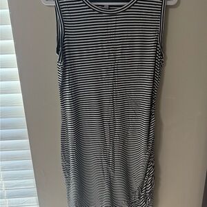 love, Fire Black and White Striped Midi Dress